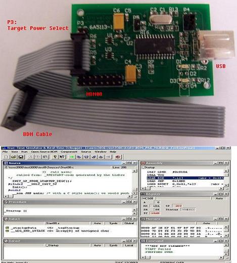 HCS08 USB-BDM debugger/programmer for FREESCALE HCS08